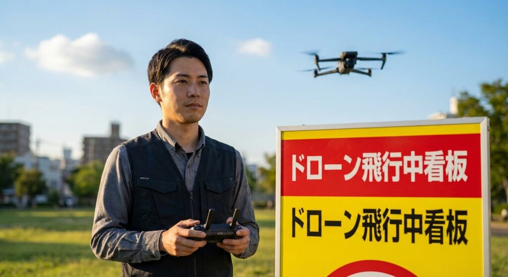 ドローン飛行中看板の必要性と法規・設置法